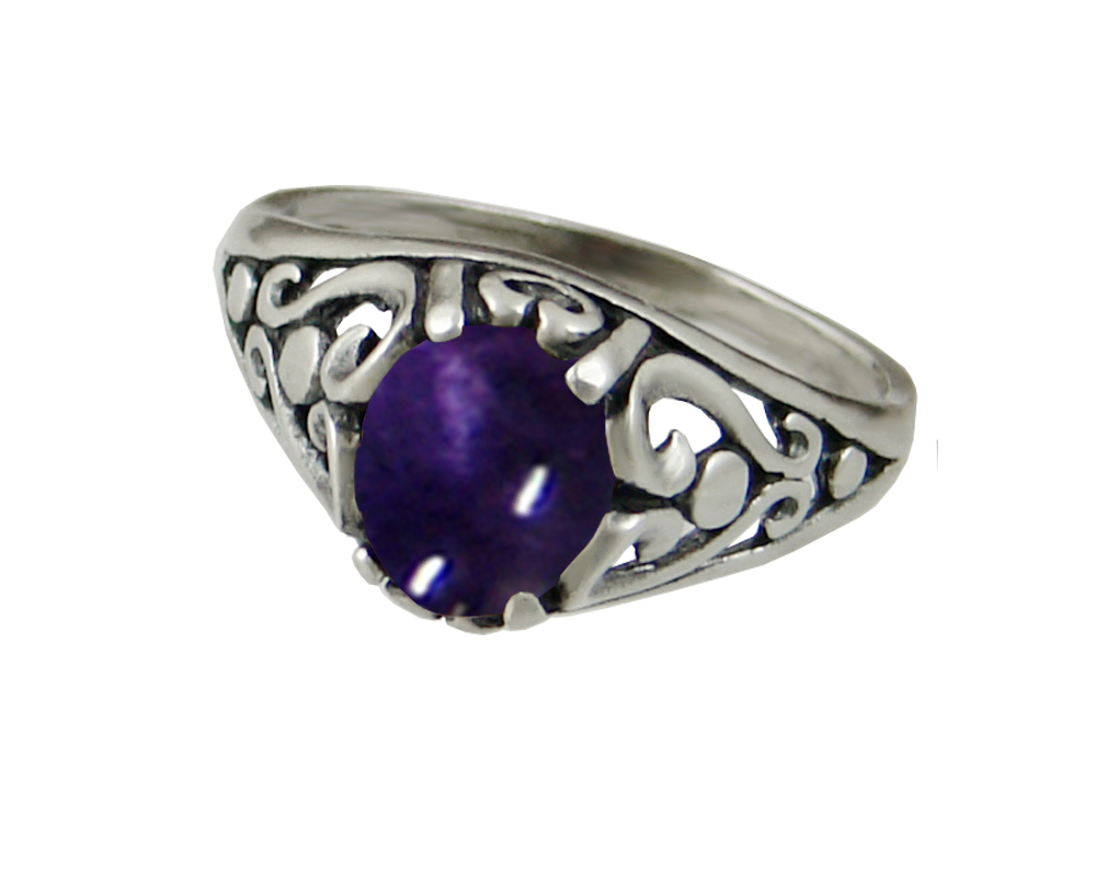 Sterling Silver Filigree Ring With Iolite Size 7